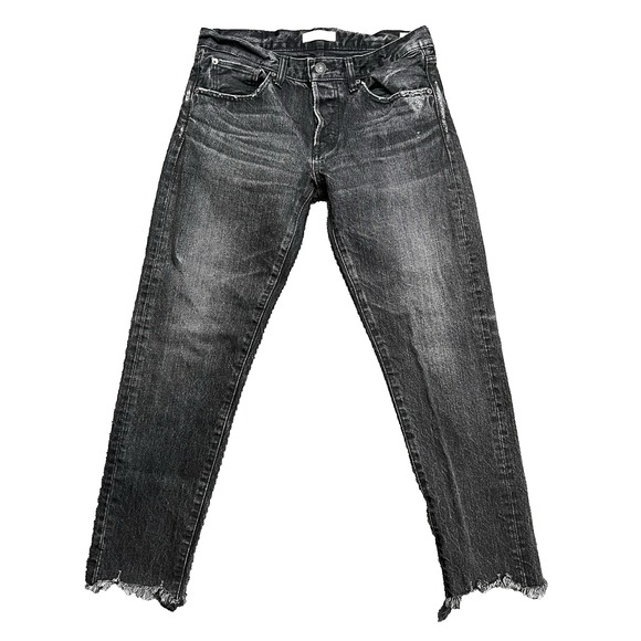 Moussy Vintage Tapered Jeans‎ Black Distressed Japan 025CAC11 Women Sz 28 - Picture 1 of 15